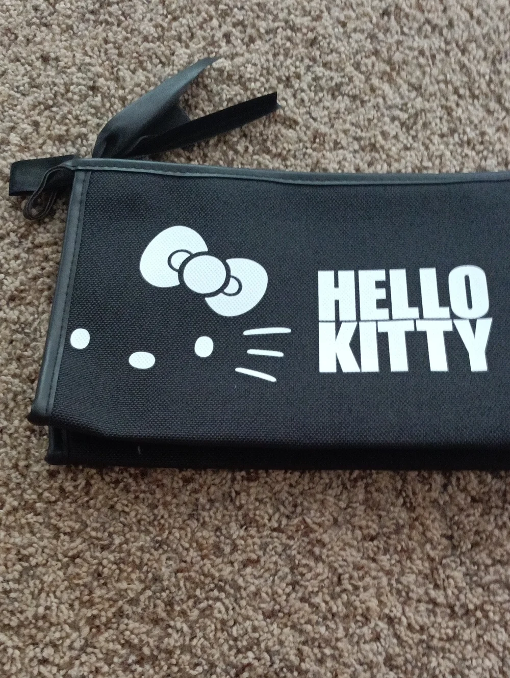 Hello Kitty Black Canvas Wristlet with White Logo